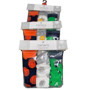 Carters Boys 3-Pack Briefs Sizes 2-5 Cotton Blend Sports Print